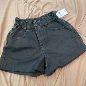 NWT black denim paperbag shorts